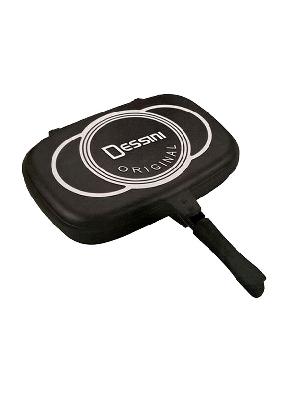 

Dessini 36cm Non-Stick Rectangle Double Side Die Casting Grill Pan, 425.46175221.18, Black/Silver