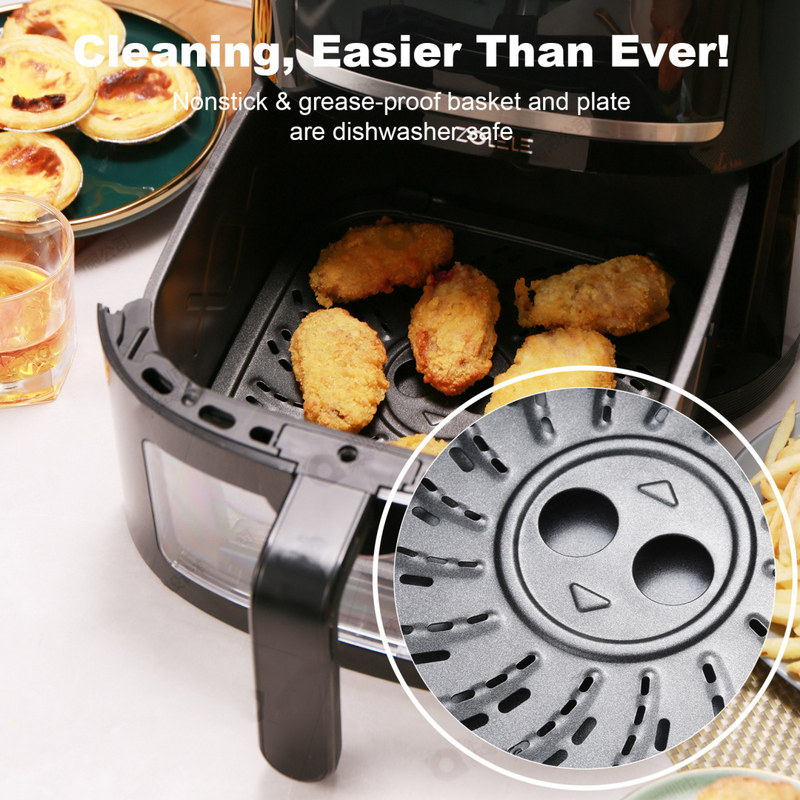 Zolele ZA005 Electric Air Fryer 6L Large Capacity Non Stick Frying Basket Digital Touch Control Panel 360 Degree Hot Air Circulation 6 Preset Cooking Mode Electric Cooker 1500W  Black
