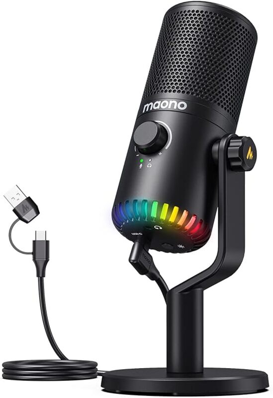 MAONO Gaming Microphone for PC USB Programmable Condenser Mic for Streaming PodcastTwitch YouTubeDiscordComputer Mac DM30