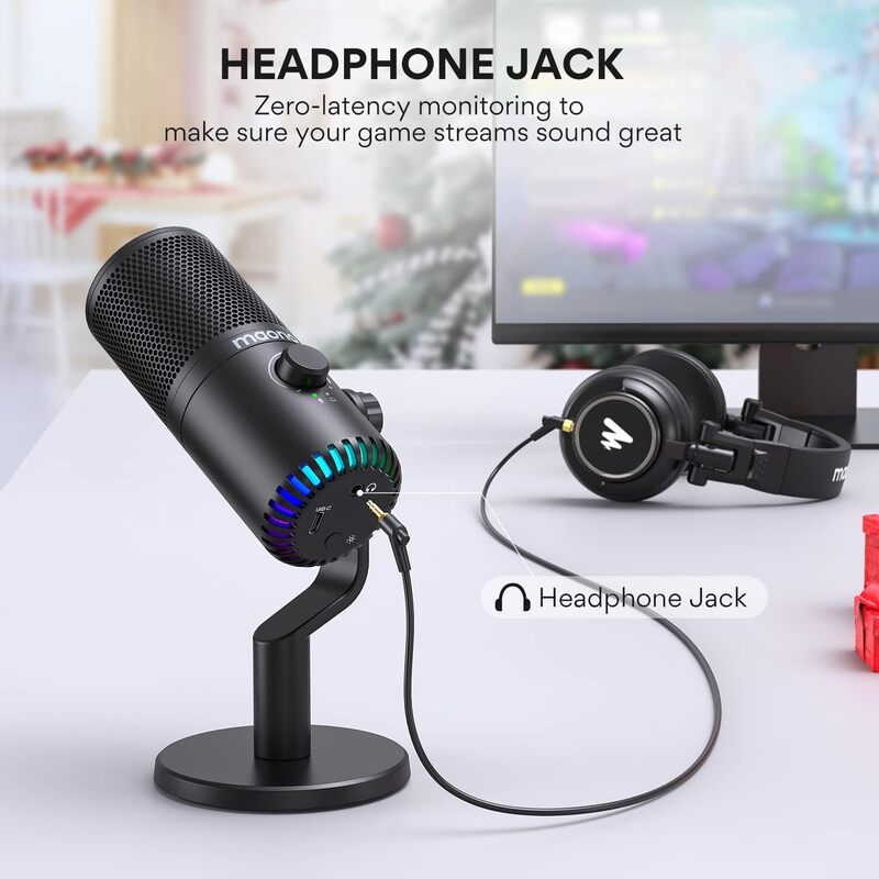 MAONO Gaming Microphone for PC USB Programmable Condenser Mic for Streaming PodcastTwitch YouTubeDiscordComputer Mac DM30