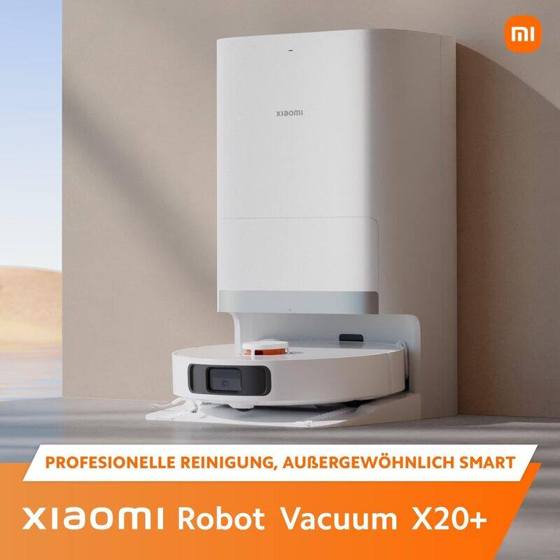 Xiaomi Robot Vacuum X20+ With All-In-One Smart Base Station 6000Pa Suction Power, LDS Laser Navigation, Voice Control, Wet & Dry 4 L 30 W C101 White