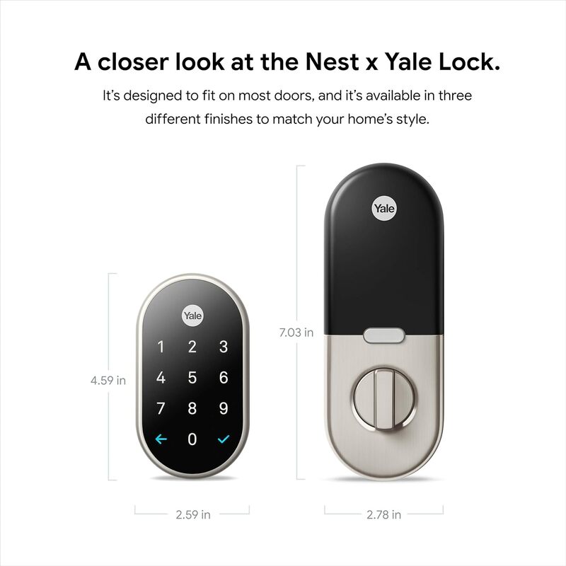 Nest X Yale Smart Lock With Nest Connect Satin Nickel