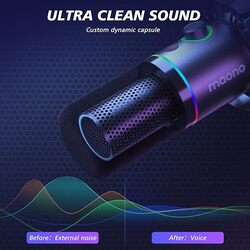 MAONO XLR USB Dynamic Microphone Kit RGB Podcast Mic with Software Mute Gain Knob Volume Control Boom Arm for Streaming Gaming VoiceOverRecording PD200XS Black
