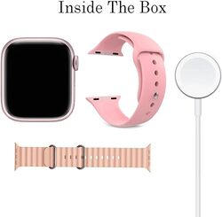 Modio MW09 Mini 36MM Smart Watch With 2 Pair Straps and Wireless Charger For Ladies and Girls Pink