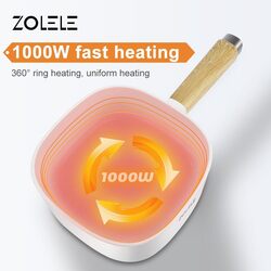 Zolele ZC306 وعاء طبخ كهربائي متعدد الوظائف إناء/ قدر 3 لتر سعة كبيرة طلاء غير لاصق مقلاة 1000 واط أبيض