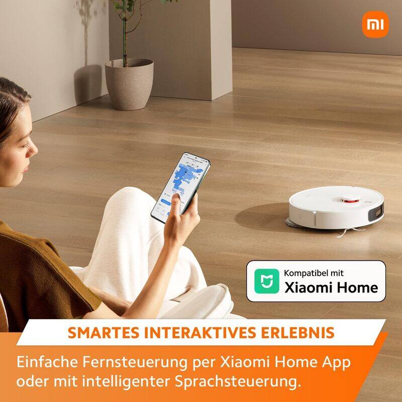 Xiaomi Robot Vacuum X20+ With All-In-One Smart Base Station 6000Pa Suction Power, LDS Laser Navigation, Voice Control, Wet & Dry 4 L 30 W C101 White