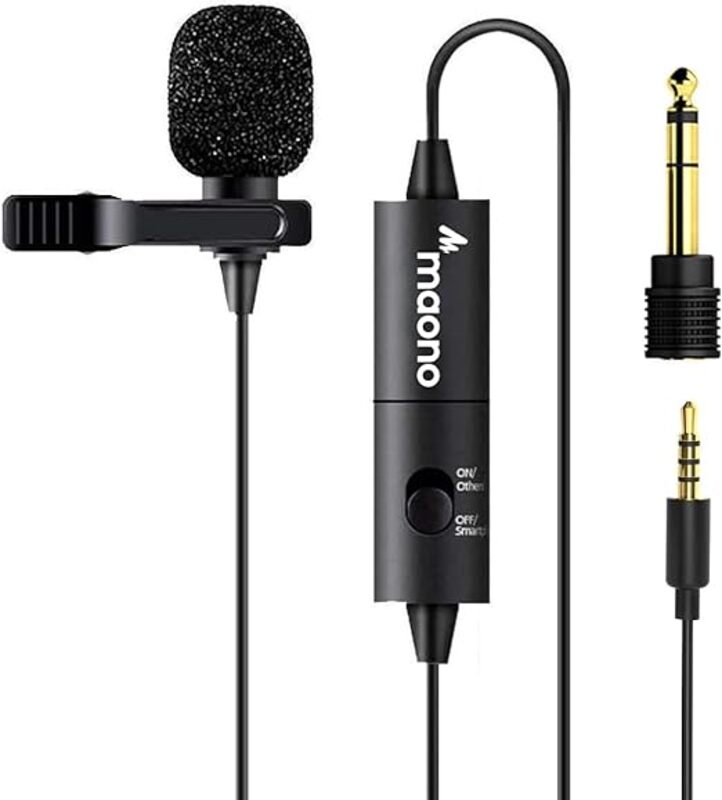 Maonocaster AU100 Condenser Clip On Lavalier Microphone With Audio Cable  Black