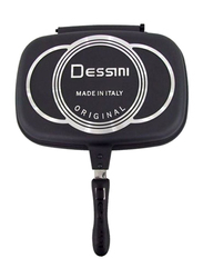 Dessini 36cm Non-Stick Rectangle Double Side Die Casting Grill Pan, Black/Silver