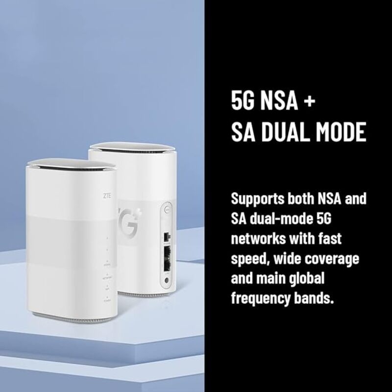 ZTE 5G CPE MC801Aجهاز توجيه منزلي 5G WiFi غير مغلق، واي فاي سريع 6 يصل إلى 38 جيجابت في الثانية، تصميم ممتاز مع استهلاك منخفض للطاقة، قابس بريطاني، ضمان المملكة المتحدة، مقاس واحد