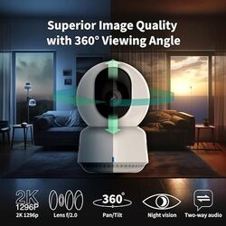Aqara 2K Indoor Security Camera E1Pan TiltHomeKit Secure Video Indoor Camera Two-Way Audio Night Vision Person Tracking Wi-Fi 6 Plug-in Cam Supports HomeKit