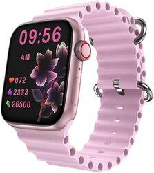 Modio MW09 Mini 36MM Smart Watch With 2 Pair Straps and Wireless Charger For Ladies and Girls Pink