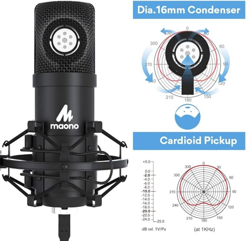 ميكروفون Maonocaster AU WM820A2 ثنائي الشخص مدمج لاسلكي Lavalier 24 جيجا هرتز مع مراقبة في الوقت الفعلي وتعديل كسب 22 مستوى للمقابلة