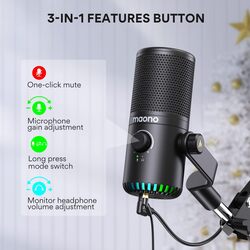 MAONO Gaming Microphone for PC USB Programmable Condenser Mic for Streaming PodcastTwitch YouTubeDiscordComputer Mac DM30