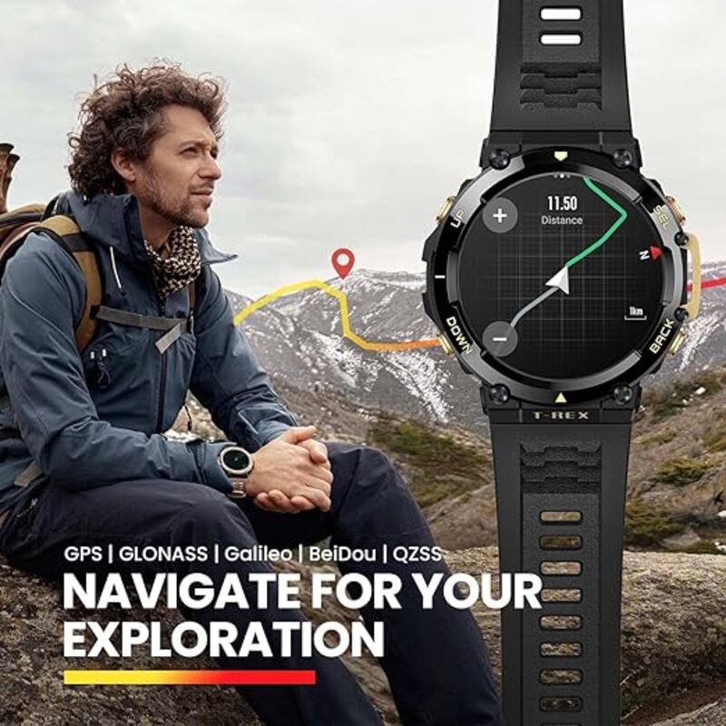 Amazfit T Rex 2 Smart Watch 139inch AMOLED Display Real Time Navigation GPS Health Fitness Tracker Sport Watch BlackGold