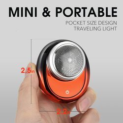 DSP Compact Men's Electric Razor - Mini Portable Shaver for Travel, Waterproof IPX7, USB-C Fast Charging, Overcharge Protection, 7100 RPM Powerful Pocket-Sized Shaving Machine(Orange)