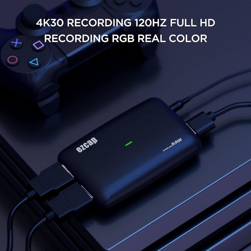 بطاقة التقاط الألعاب Ezcap321 USB31 4K30 Game Link Raw 4K HDMI التقاط الفيديو المباشر تسجيل 4K 30 إطارًا في الثانية أو 1080p1201440p60 بطاقة التقاط HDMI متوافقة مع PS5 PS4 Xbox OneXbox 360 Switch