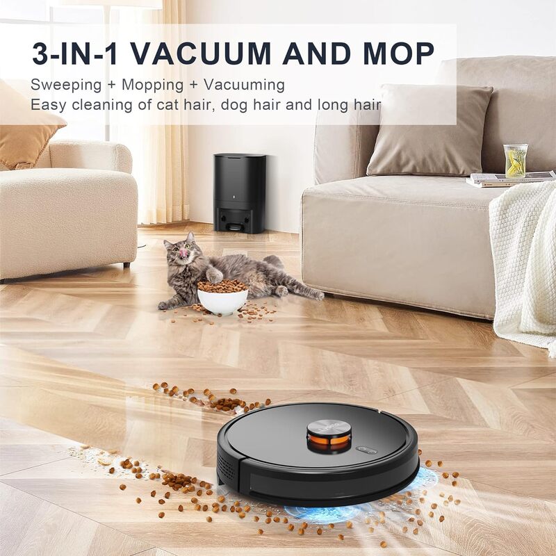 Lydsto R5 3in1 Smart Robot Vacuum Cleaner With Mop Automatic Self Cleaning Robot WiFi  Mobile App 3000Pa Suction and 3 Liters Dust Tank  Black