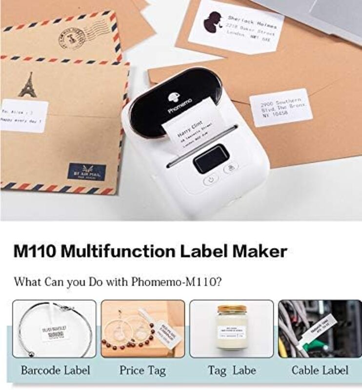 Phomemo M110 Portable Bluetooth Thermal Label Printer. Sticker Maker, Barcode Printer