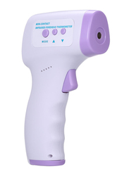 Non Contact Infrared Forehead LCD Digital Display Thermometer, MD1042, White/Purple