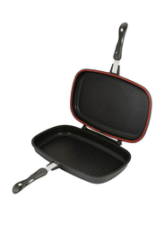 Dessini 36cm Non-Stick Rectangle Double Side Die Casting Grill Pan, Black/Silver