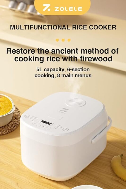 ZOLELE Smart Rice Cooker 5L ZB600 Smart Rice Cooker for Rice With 16 Preset Cooking Functions 24Hour Timer Warm Function and NonStick Inner Pot