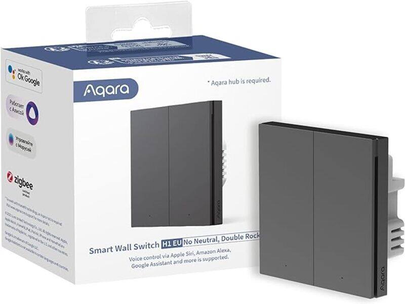 

Aqara Smart Wall Switch H1 Double Rocker without NeutralBlack