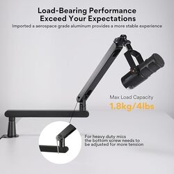 MAONO Low Profile Microphone Arm  Mic Boom Arm with Cable Management Channels Desk Clamp Versatile Mounting and Fully Adjustable Heavy Duty Microphone Stand for Podcast Streaming Gaming BA92