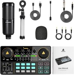 MAONO Maonocaster AU AM200S1 Lite Portable All In One Podcast Production Studio With Microphone And Audio Interface for Podcast Games  Black