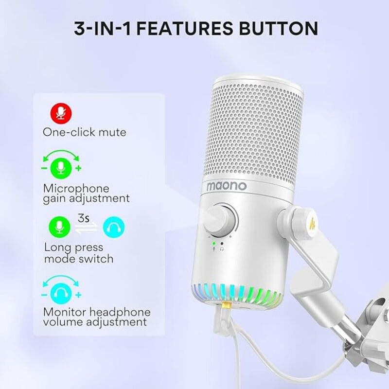 MAONO DM30 Programmable USB Condenser Microphone White