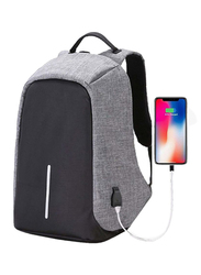 Anti-Theft Waterproof Travel Backpack Bag Unisex with USB Charging, Grey/Black
