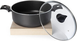 Black + Decker 30cm Non-Stick Casserole, Stockpot & Stewpot with Glass Lid and 5 Layer PTFE Spray Coating, 41.8 x 33.8 x 13.9cm, Black