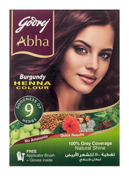 Godrej Abha Henna Hair Color, 10g x 6 Pieces, 100% Grey Coverage Burgundy