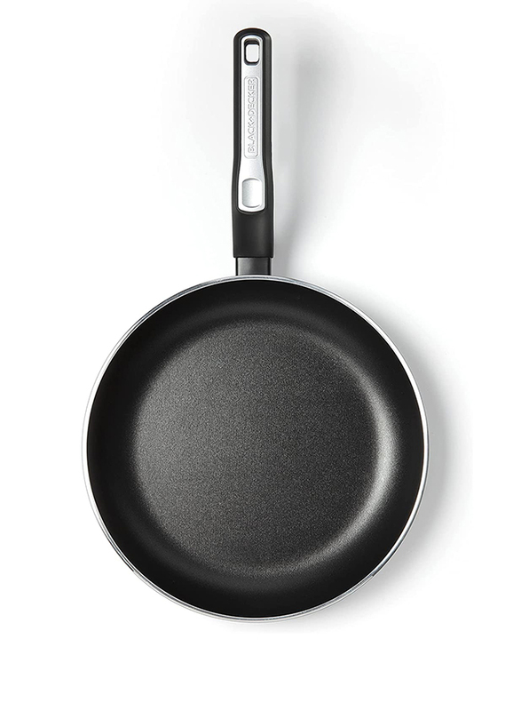 Black + Decker 26cm Non-Stick Fry Pan & Frying Pan with 5 Layer PTFE Spray Coating, 44.7 x 26.6 x 9.7cm, Black