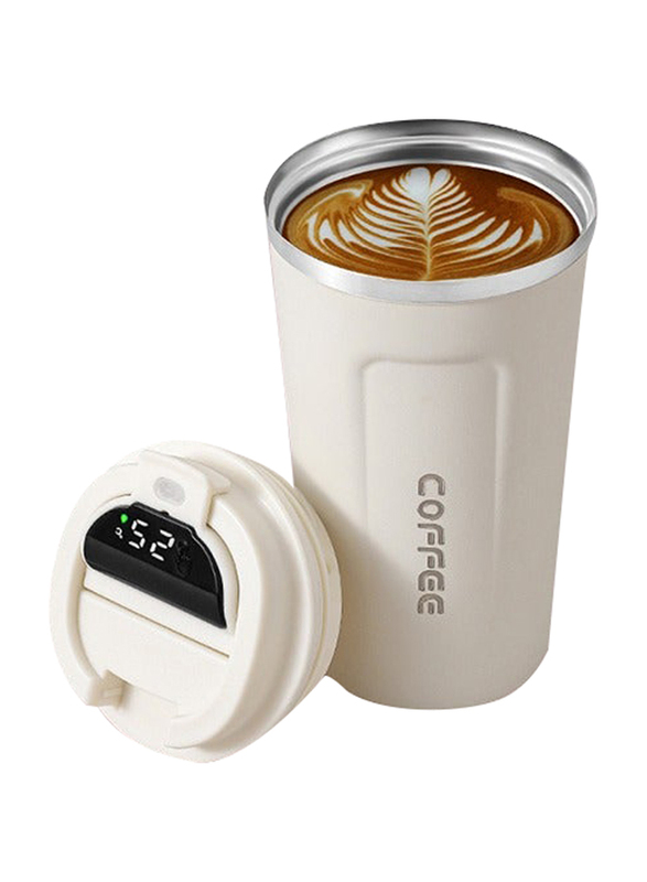 510ml Stainless Steel Vacuum Insulated Coffee Cup with Smart LED Temperature Display, White