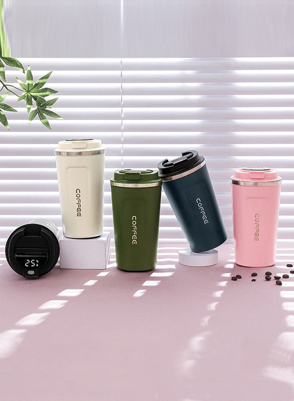 510ml Stainless Steel Vacuum Insulated Coffee Cup with Smart LED Temperature Display, White