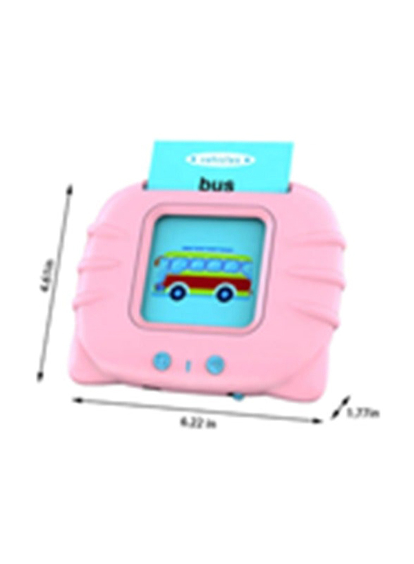 Talking Flash Cards Reader Rechargeable Early Education Device for Kids with English 112 Total 224 Double Sided Words, Pink