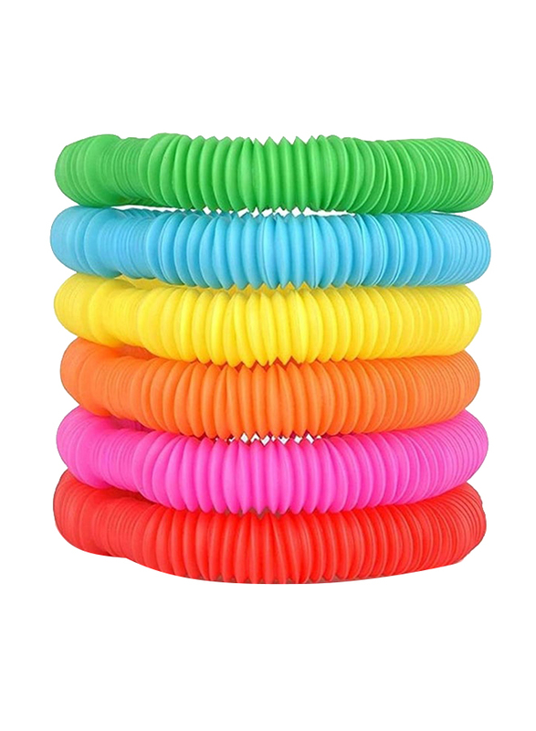 XiuWoo 6-Piece Foldable and Portable Novelty Pop Tube Sensory Fidget Squishy Toy Set, Multicolour