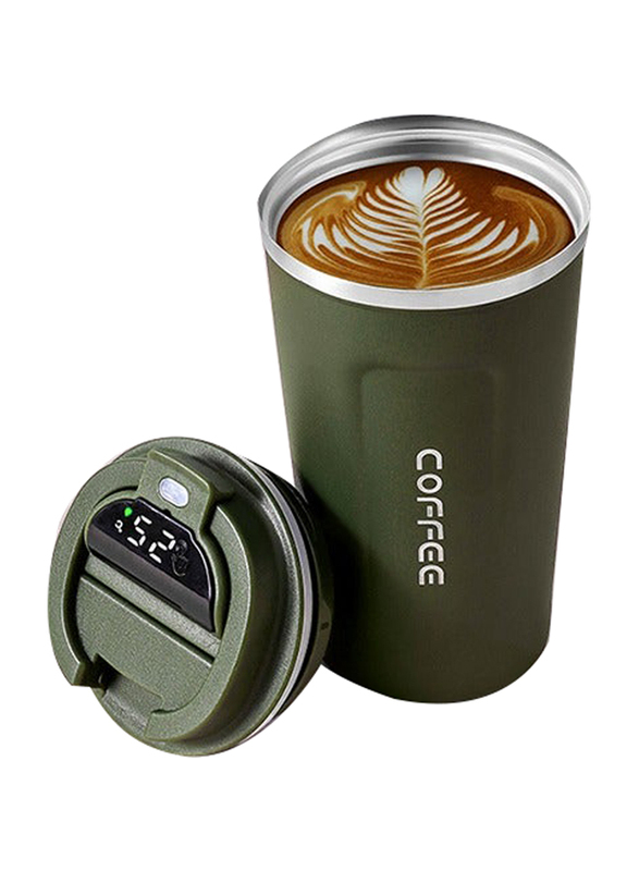 510ml Stainless Steel Vacuum Insulated Coffee Cup with Smart LED Temperature Display, Green