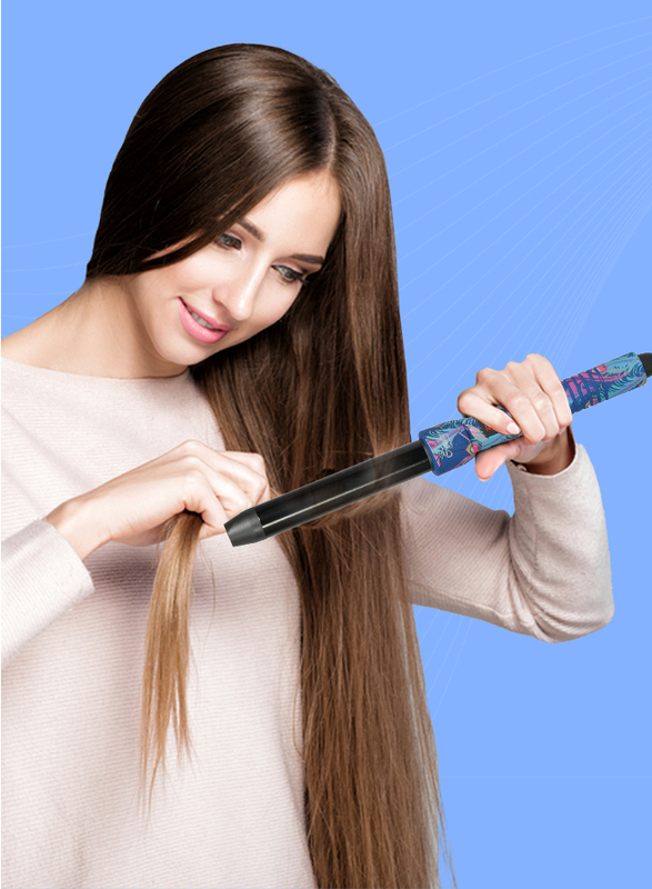 Couture Hair Pro Ceramic Hair Curler 19 MM- Peacock -Fast Heatup - Premium Salon Quality - Long Lasting & Well defined Curls