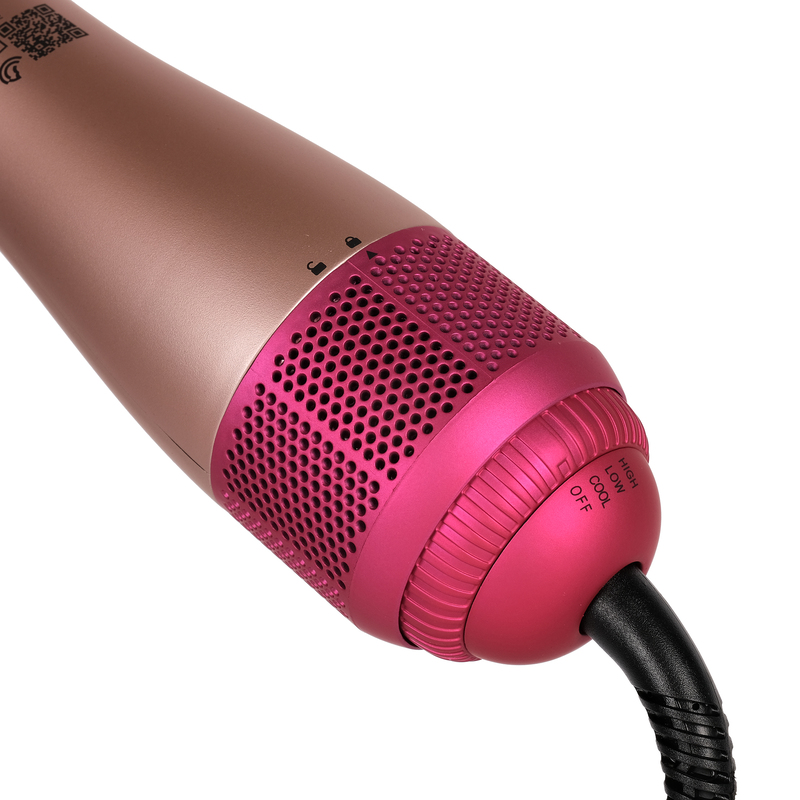 Couture Hair Pro One Step Hot Air Brush - 1200 Watts Professional Styler Blow Dryer with Anti-Scald Comb - Ceramic Ionic Hair Dryer Peach