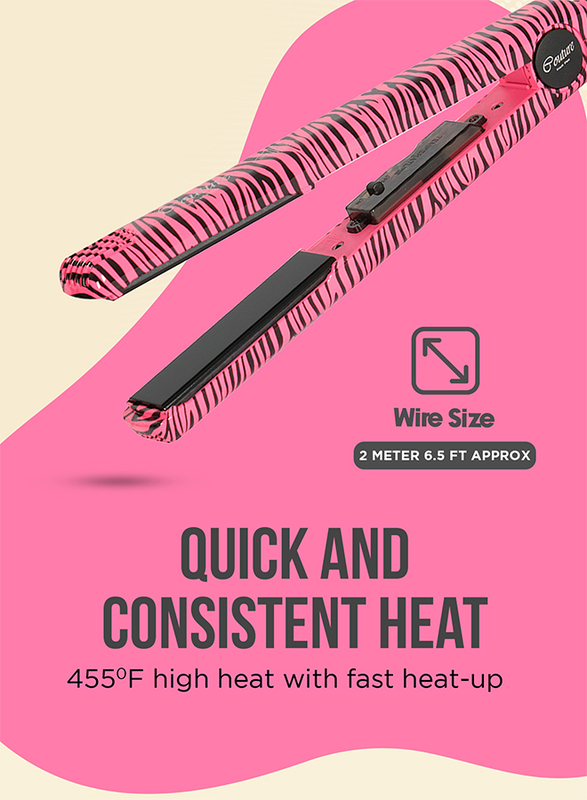 Couture Hair Pro Ceramic Hair Straightener - Premium Quality Hair tools- Fast Heat Up and Long Lasting -Pink Zebra