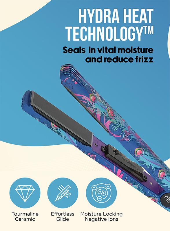 Couture Paris Ceramic Hair Straightener - Ionic Flat Iron for Hair - Peacock