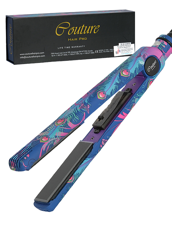 Couture Hair Pro Ceramic Hair Straightener - Premium Quality Hair tools- Fast Heat Up and Long Lasting - Peacock