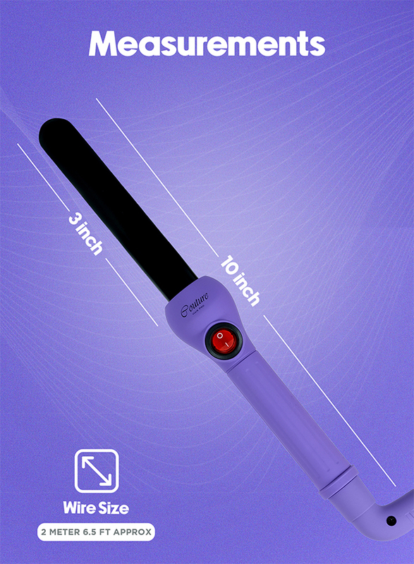 Couture Hair Pro Ceramic Hair Curler 25 MM- Purple -Fast Heatup - Premium Salon Quality - Long Lasting & Well defined Curls