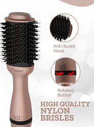 Couture Paris One Step Hot Air Brush Volumizer, Hair Dryer and Straightener - Professional series Hair Styler for Women - Ceramic Coating Oval Shape Hot Air Blowout Brush Rosegold