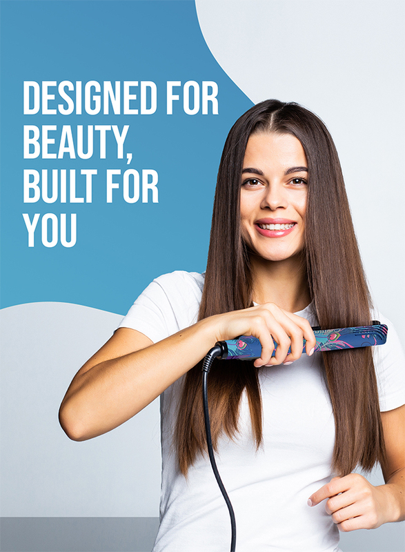 Couture Paris Ceramic Hair Straightener - Ionic Flat Iron for Hair - Peacock