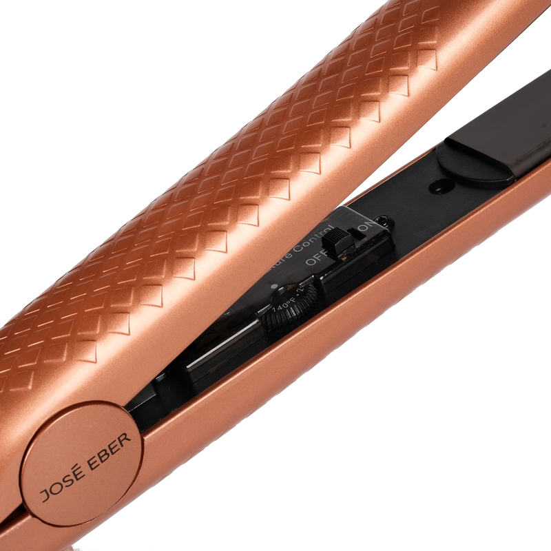 Jose Eber  Pure Ceramic Flat Iron - Frizz-Free Styling Hair Straightener for Salon-Quality Results- Dual Voltage Travel Iron Gold