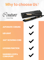 Couture Paris Automatic Crimper iron Waver - Crimping Iron for corn style waves - Automatic Crimping Corn Styler Hair Waver for Texture and Volume with Rotating Ceramic Coated Rippled Barrels