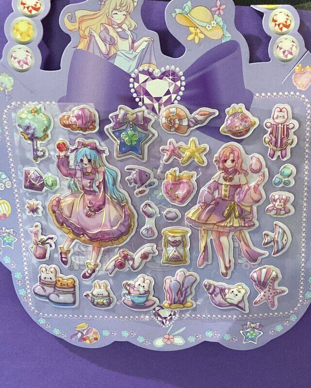 

Generic Beautiful Crystal Girl in Purple Dress Portable Decorative 3D Stickers with Cute Pink Hair Band R10S7