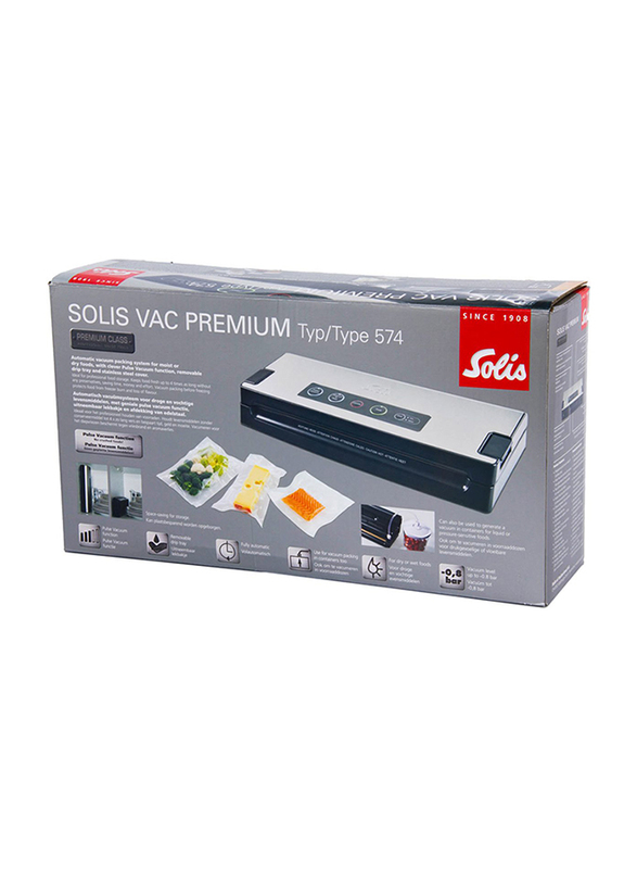 Solis Vac Premium Vacuum Sealer, Type 574, 110W, 922.4, Silver